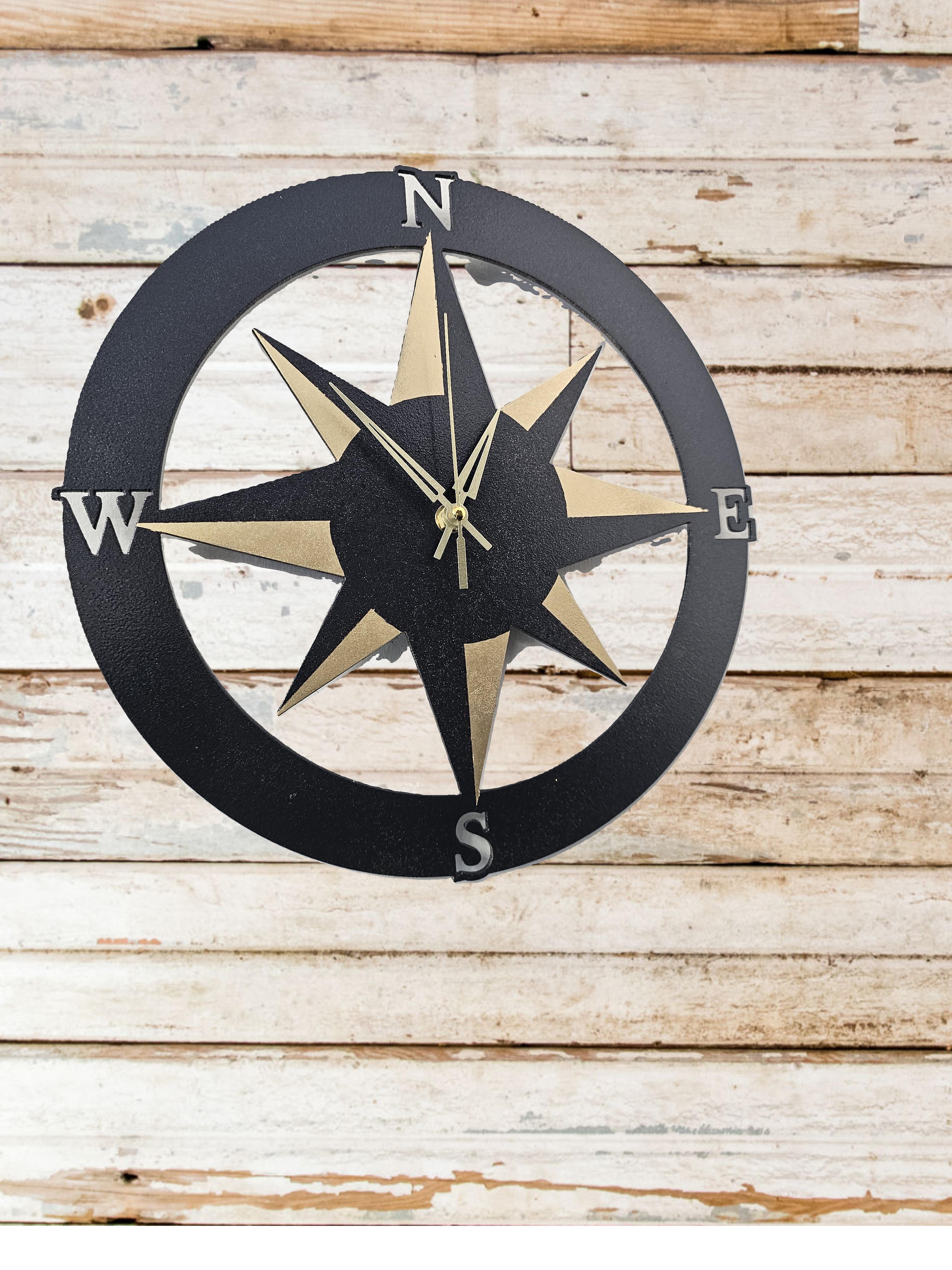 Compass Rose Clock – Metal Me Something