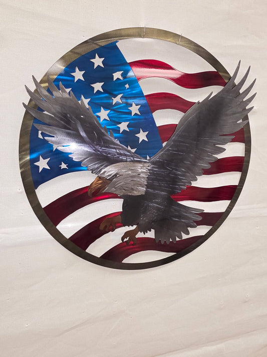 Eagle in Round Flag